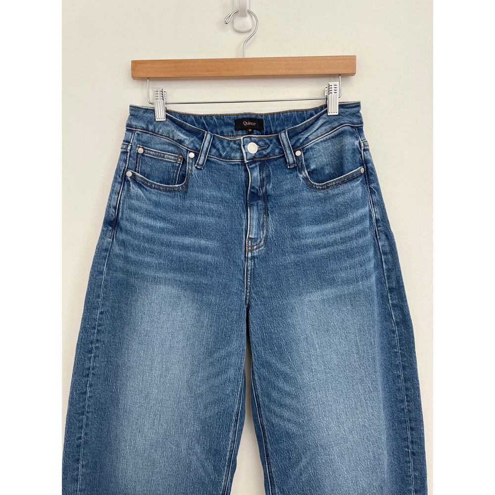 Quince Bella Stretch Barrel Jeans High Rise Atlantic Blue Organic Cotton Size 29 - Picture 4 of 11